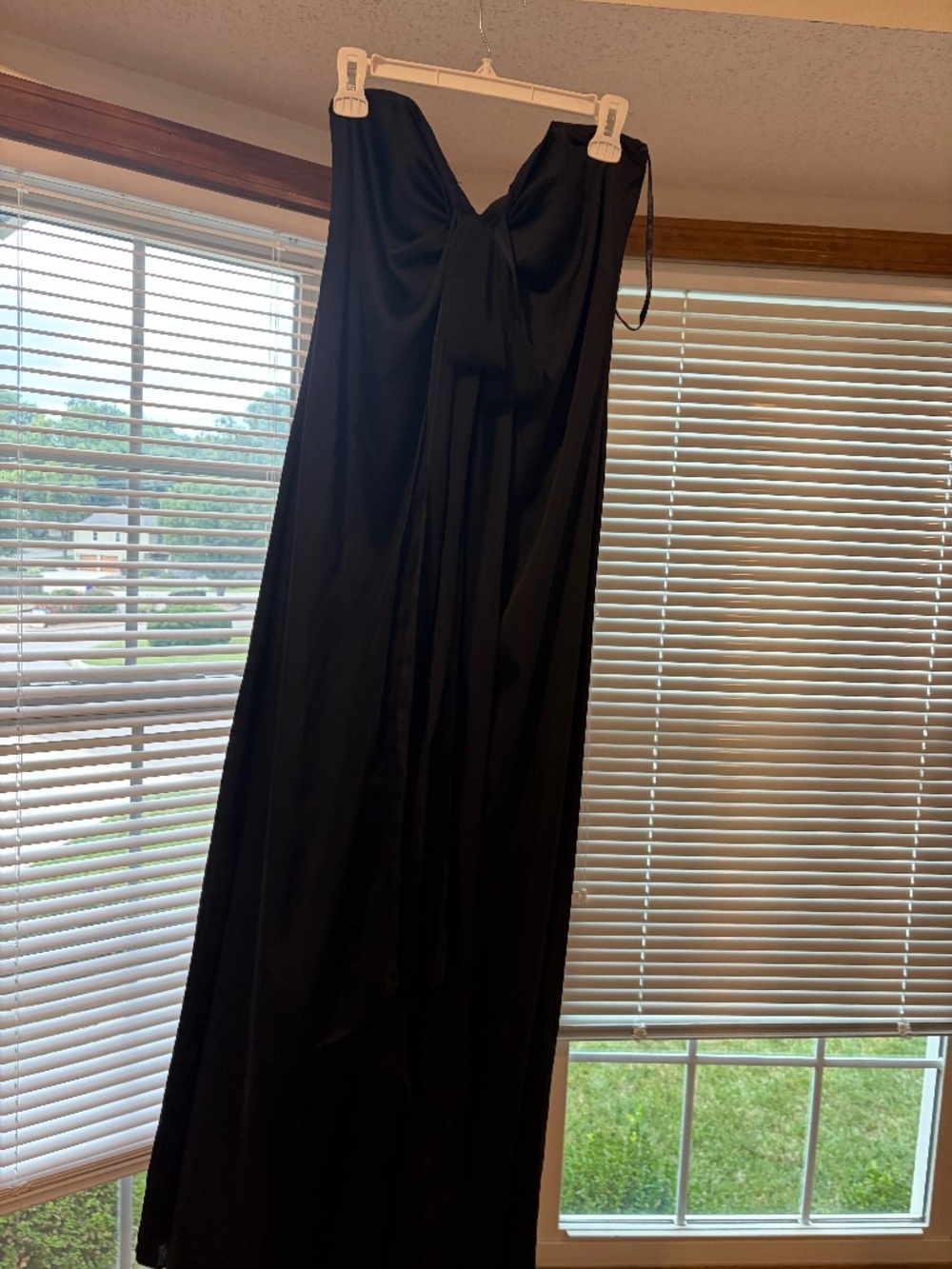 Dessy Collection Strapless Tie front Black Maxi Dress